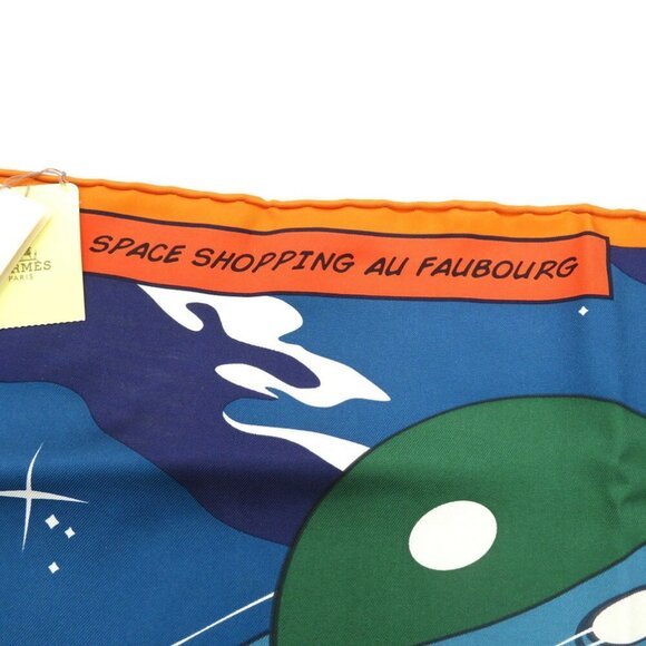 HERMES Carre 90 Space Shopping Au Faubourg Silk Scarf Muffler Multicolor - Picture 5 of 7